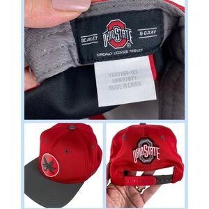 Vintage Ohio State Hat Cap Officially Licensed Scarlet & Gray Snap Back Youth